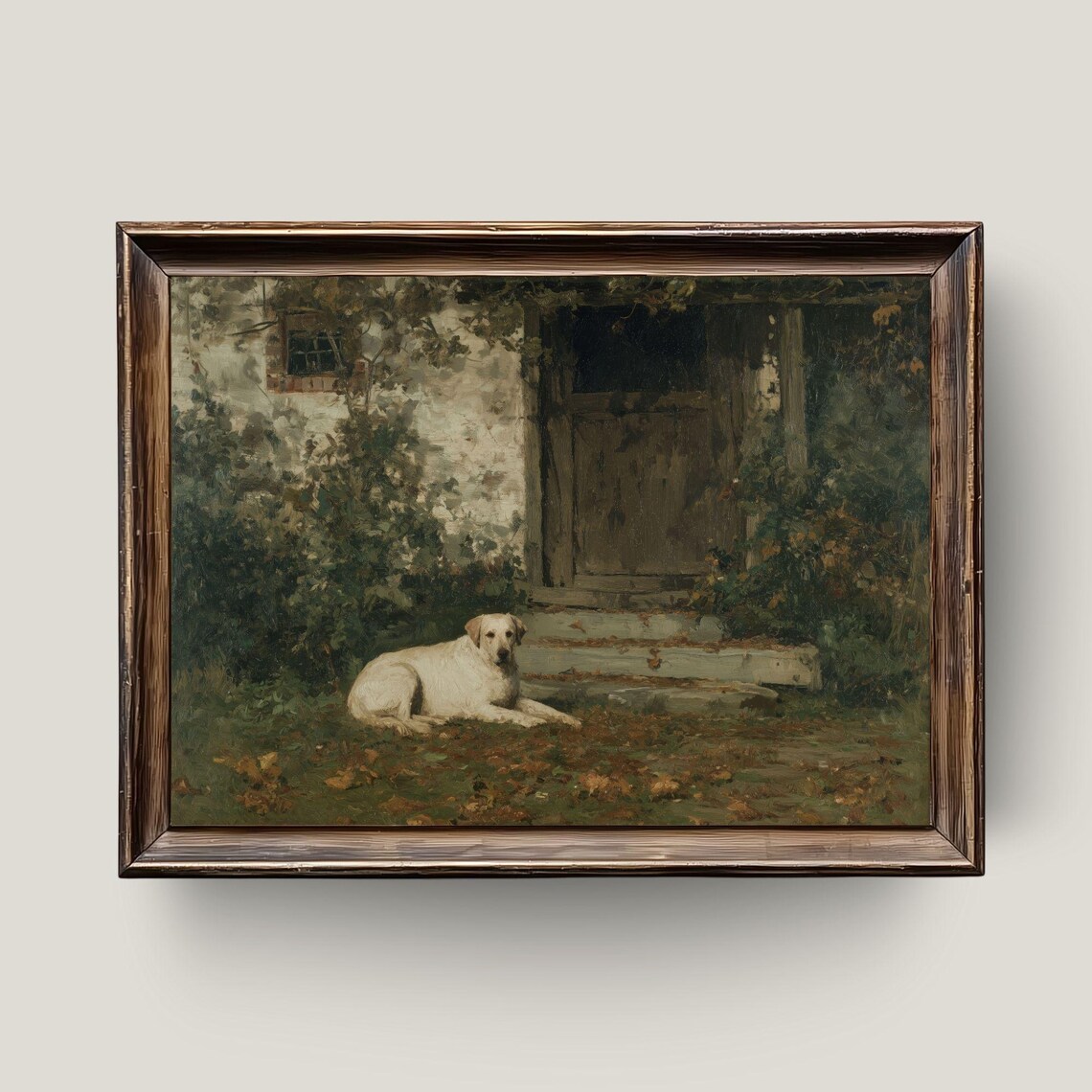 Rustic Dog Vintage Farmhouse Cottage Art Print