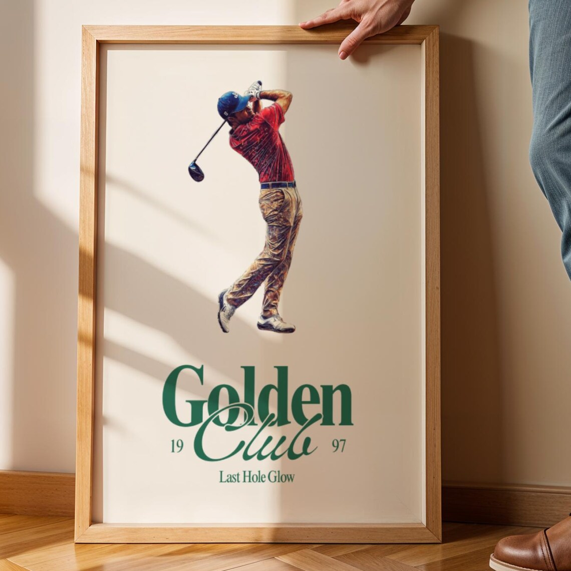 Golden Club 1997 Golfer Swing Last Hole Glow Modern Sports Poster