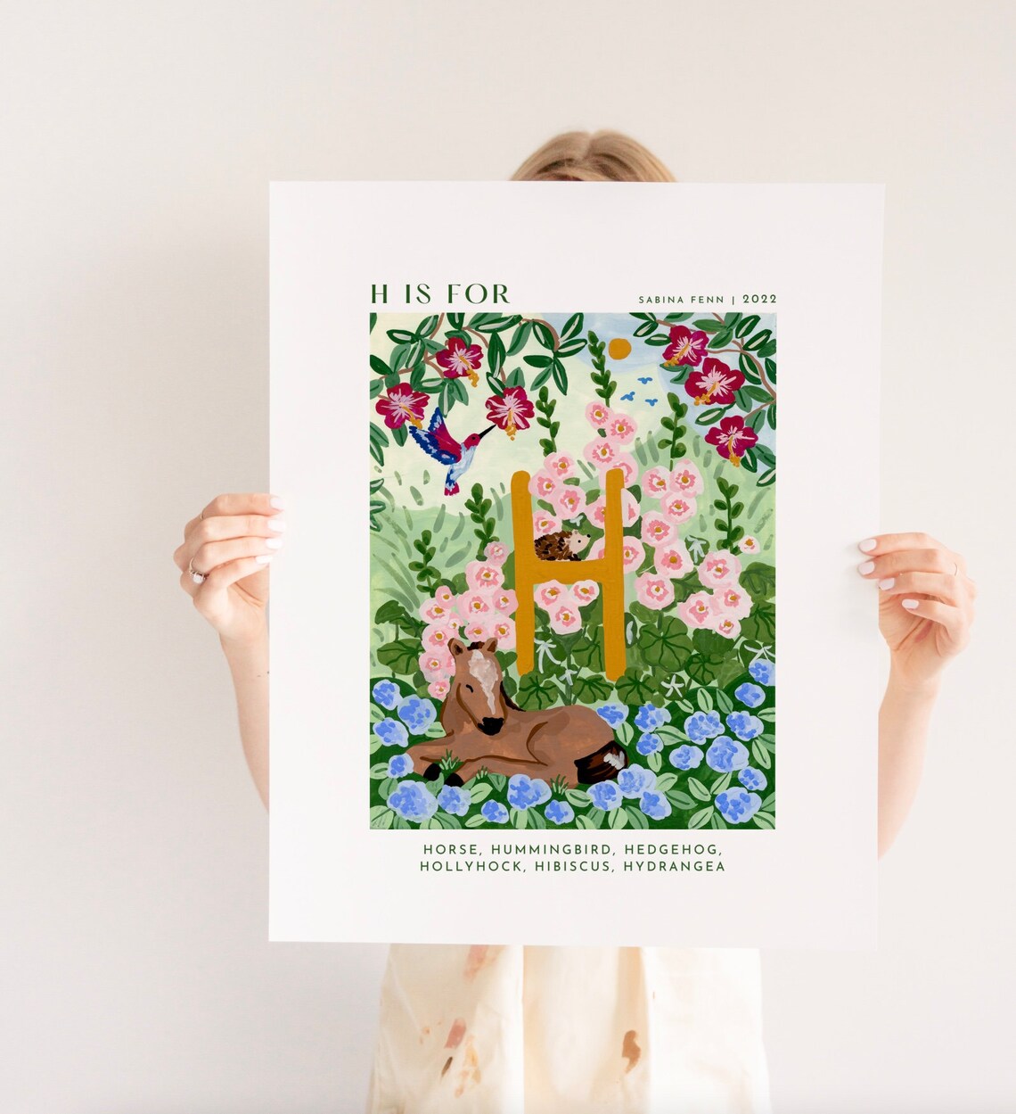 Monogram H Art Print, Alphabet Nursery Decor - Image 2