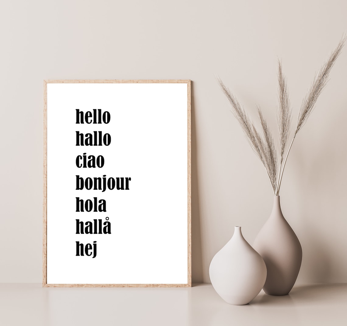 Hello Bonjour Hola Halla Hej Entrance Poster