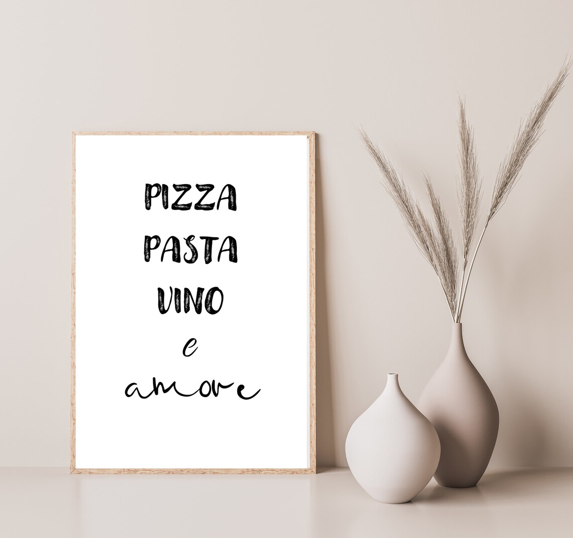 Pizza Pasta Vino E Amore Kitchen Travel Poster