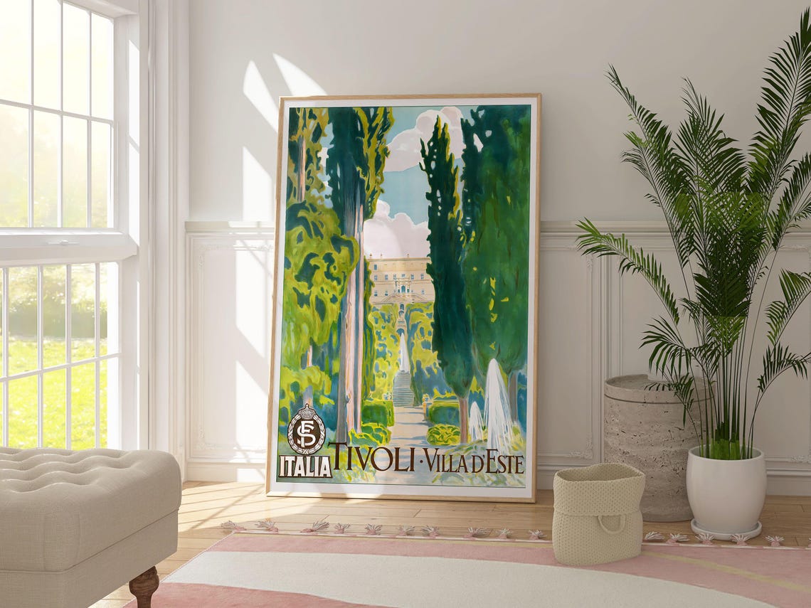 Tivoli Italy Travel Poster Green Natural Landscape Print Vintage Italian Travel Art Holiday Wall Decor Calming Stylish Art Gift For Him - Image 4