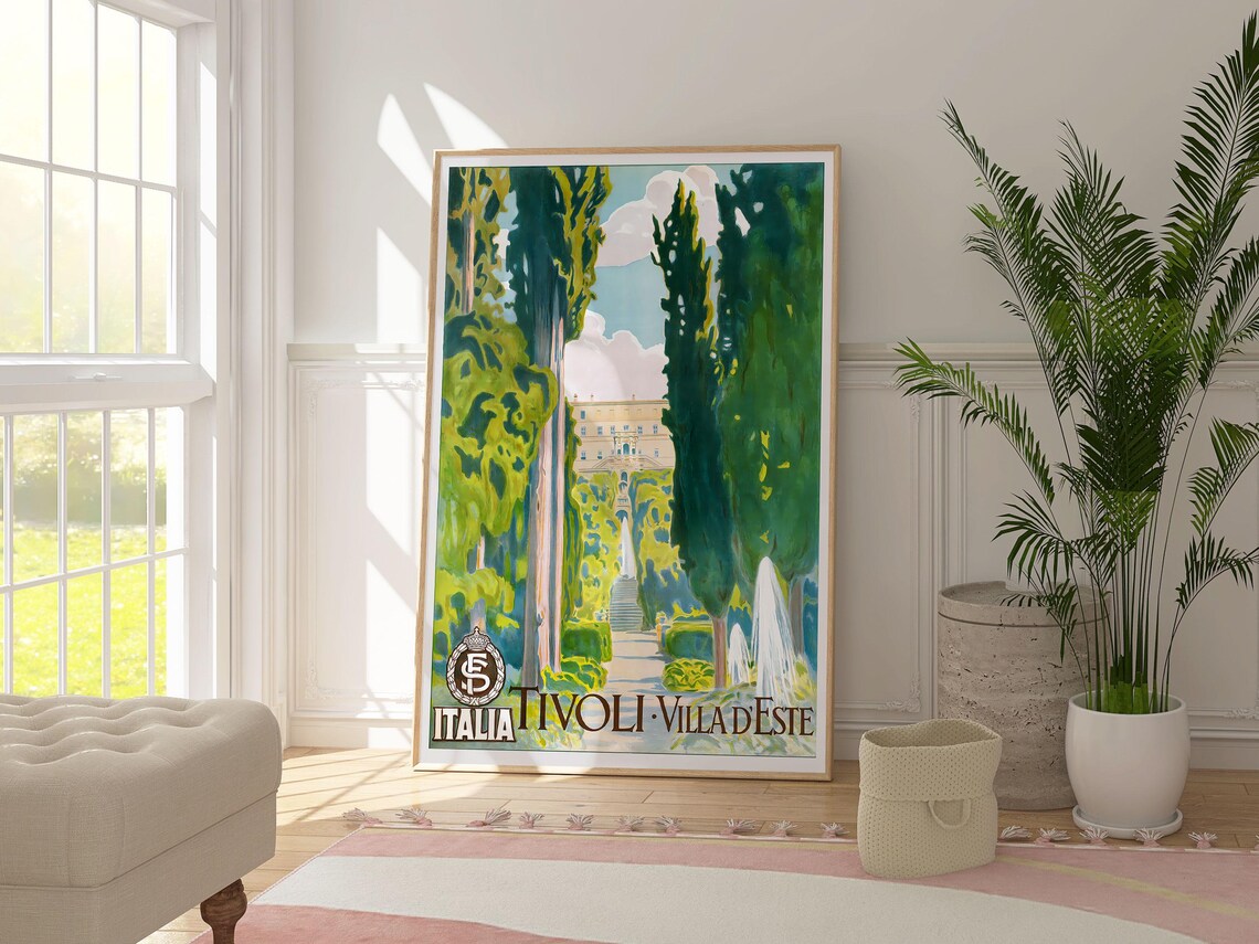 Tivoli Italy Villa d'Este Gardens Vintage Italian Travel Poster - Image 4