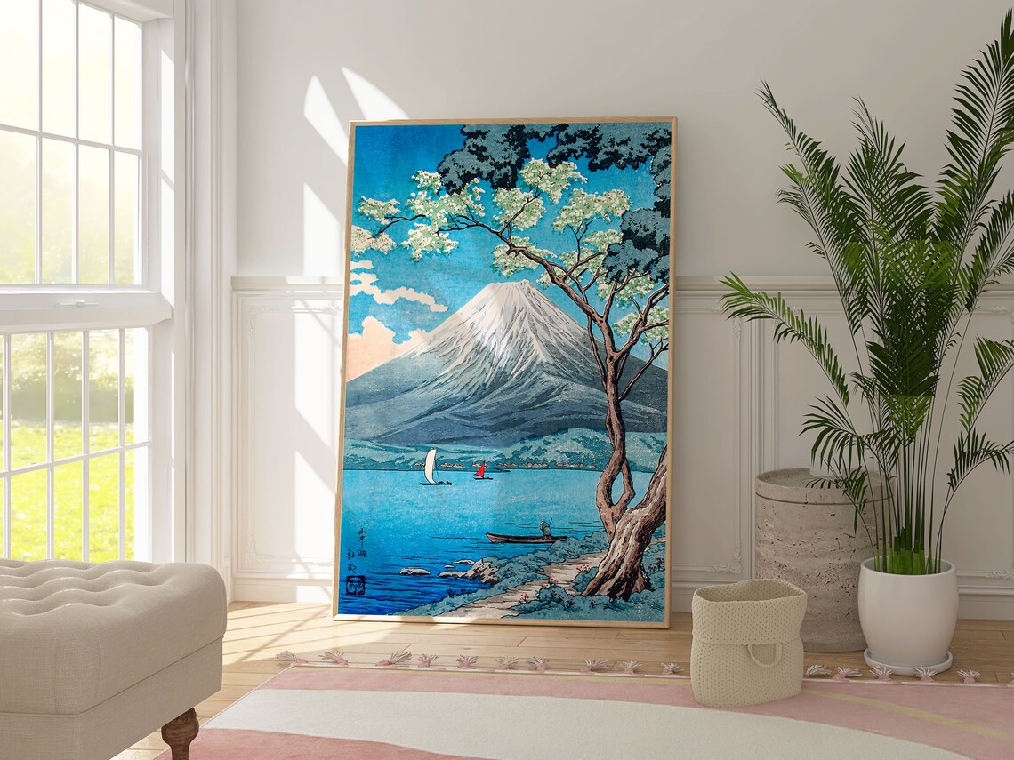 Mount Fuji From Lake Yamanaka Cherry Blossom Japanese Landscape Poster - Image 4