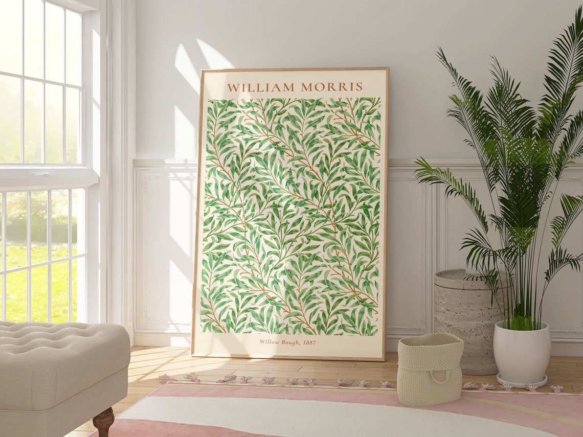 William Morris Willow Bough 1887 Green Willow Leaf Pattern Wall Art - Image 5