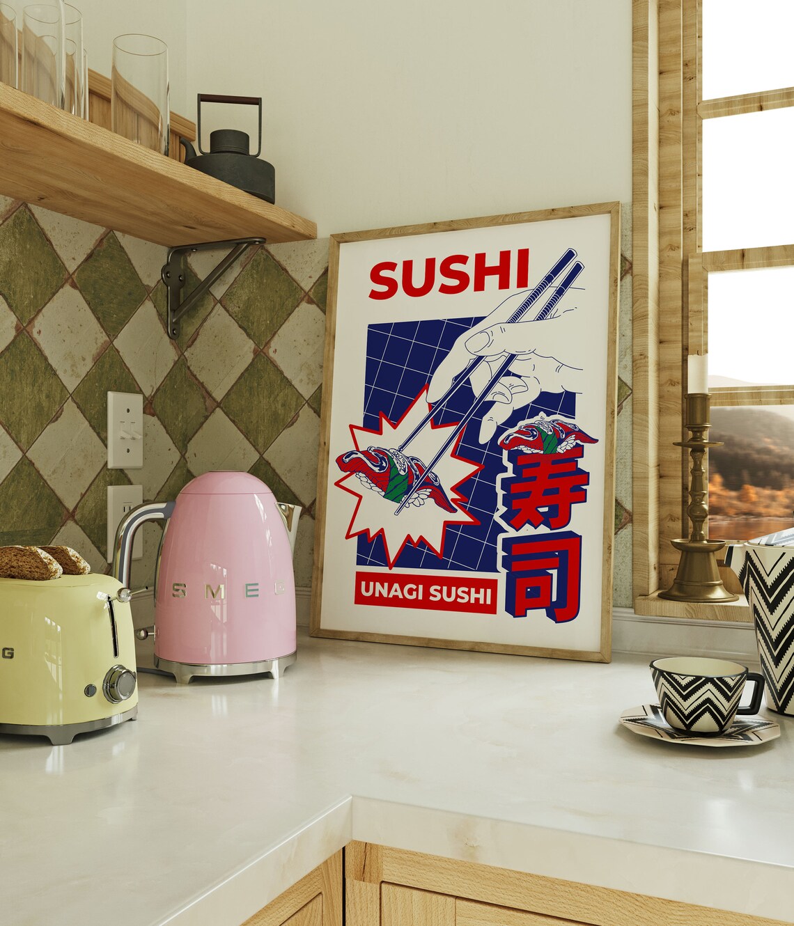 Unagi Sushi Eel Nigiri Retro Pop Art Japanese Food Illustration Poster - Image 4
