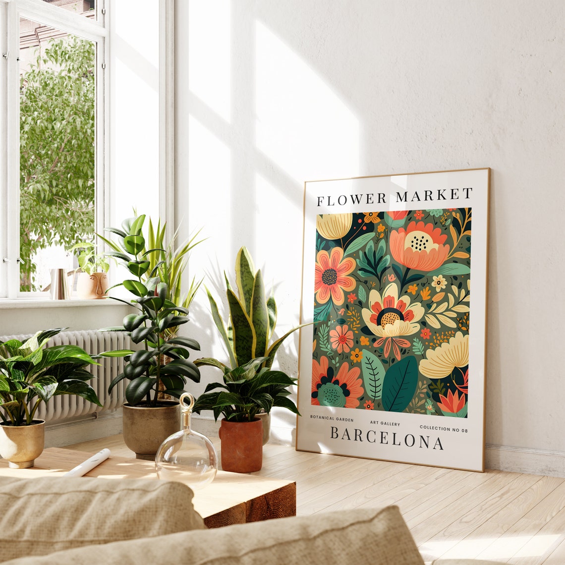 Flower Market Barcelona Orange Blossoms Dark Green Botanical Print - Image 3