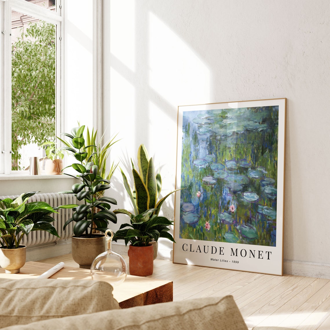 Monet Water Lilies 1899 Green Pond Pink Blossom Impressionist Print - Image 2