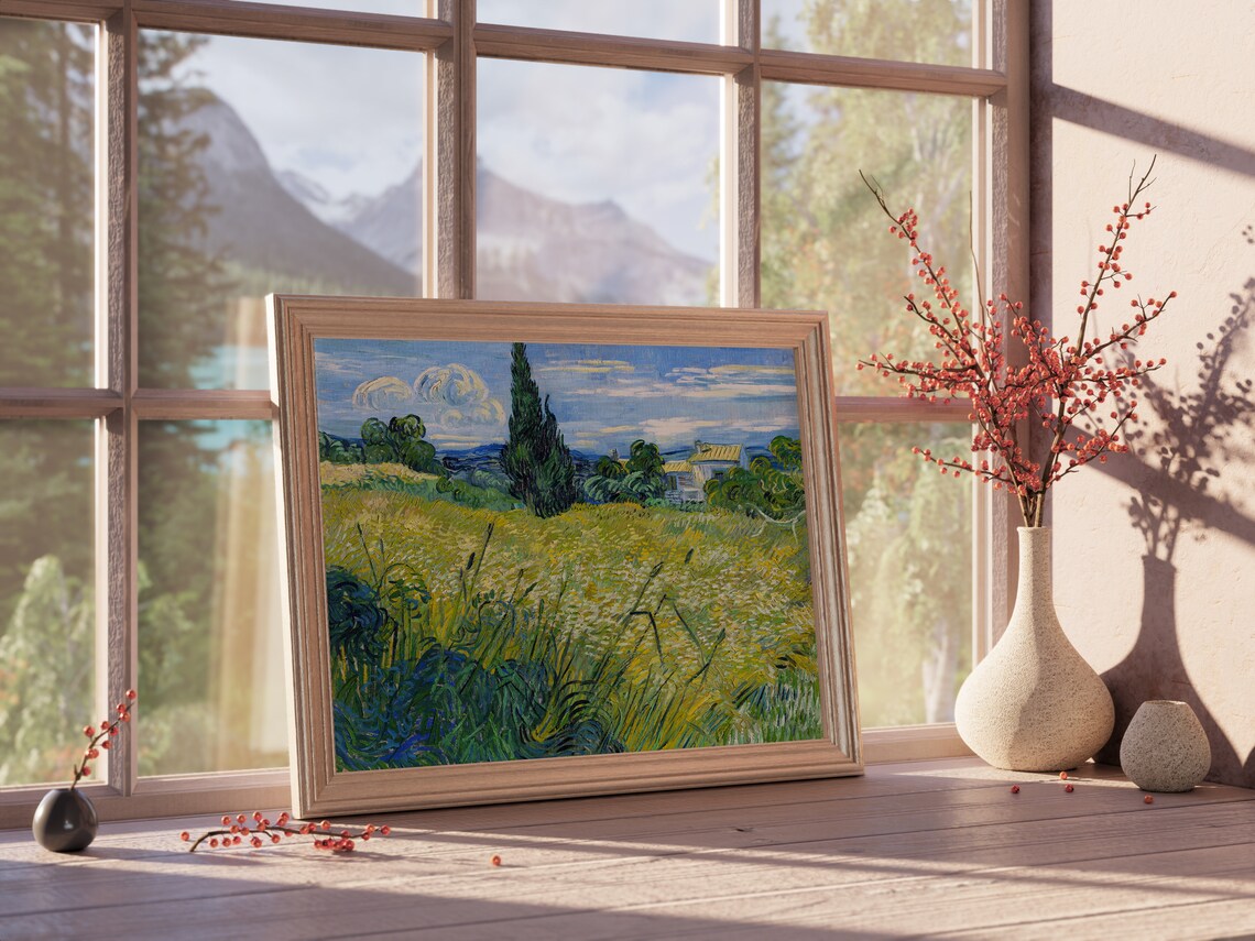 Vincent Van Gogh Green Wheat Field Cypress Trees Provençal Landscape Poster - Image 4