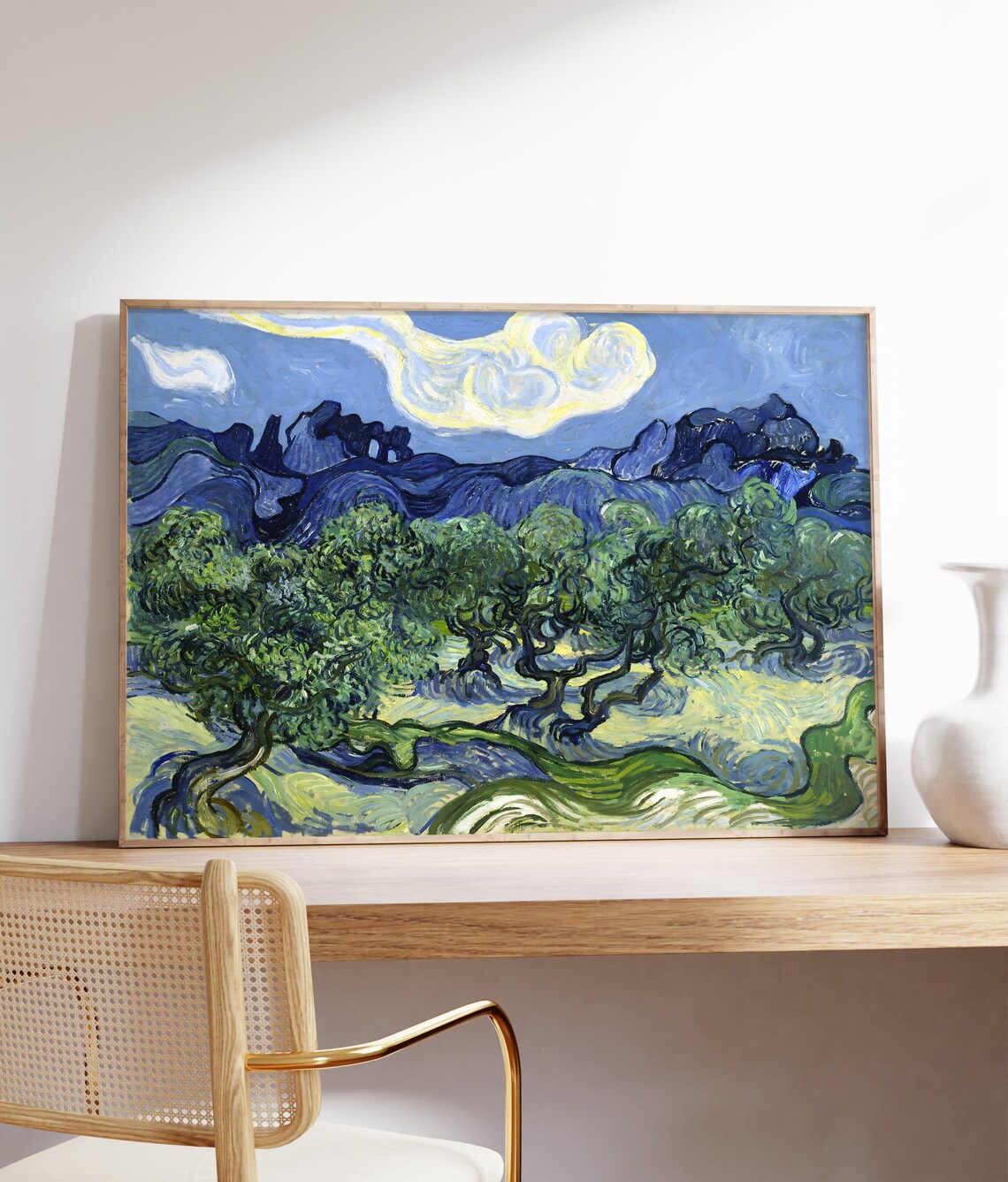 Vincent Van Gogh The Olive Trees Blue Mountains Swirling Impressionist Poster - Image 4