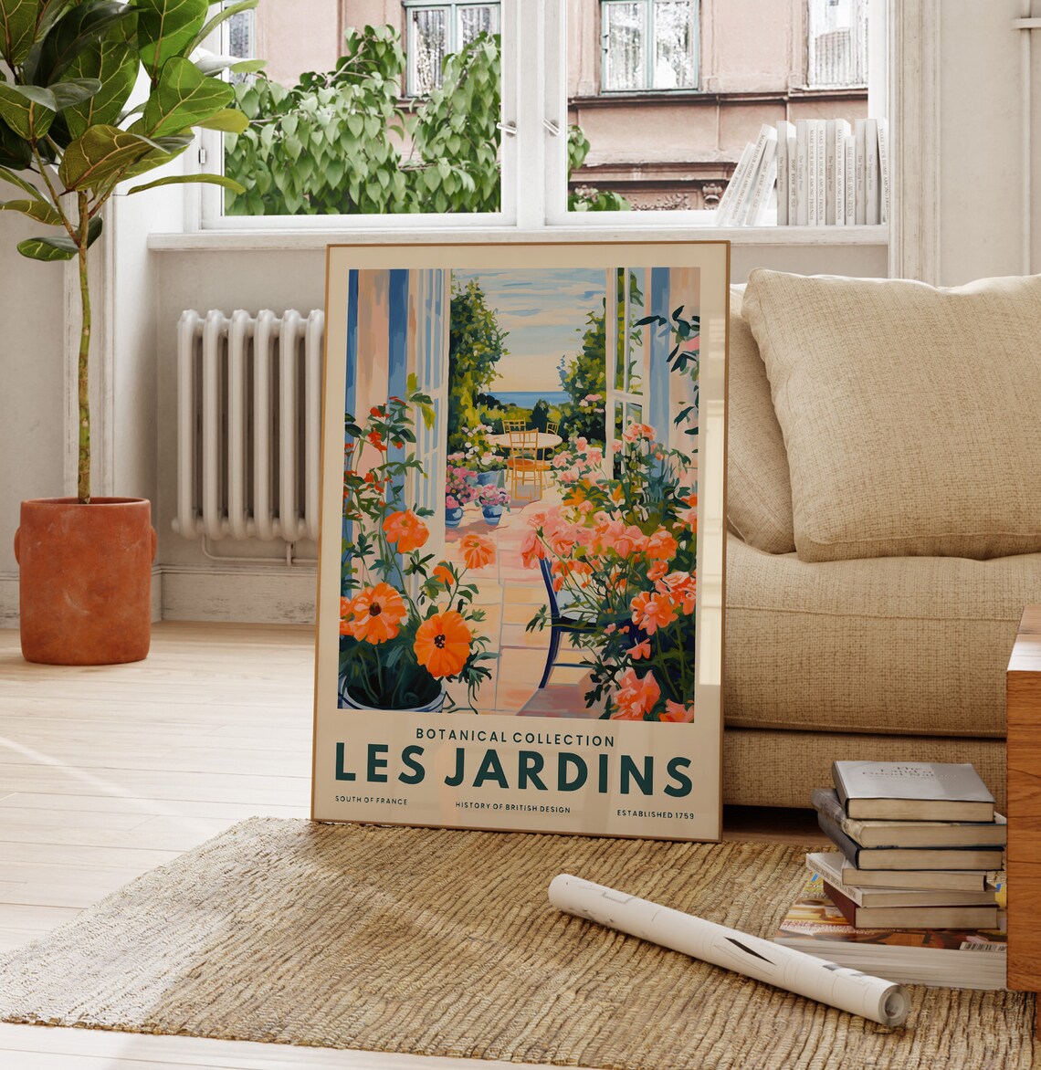 Les Jardins South Of France Terrace Flowers Sea View Art Poster - Image 3