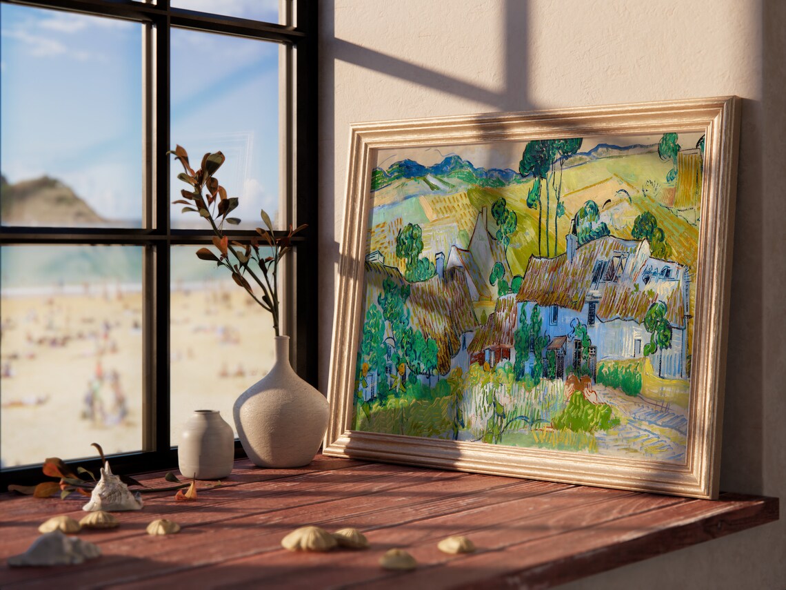 Van Gogh Thatched Cottages Auvers Village Golden Fields Art Print - Image 3