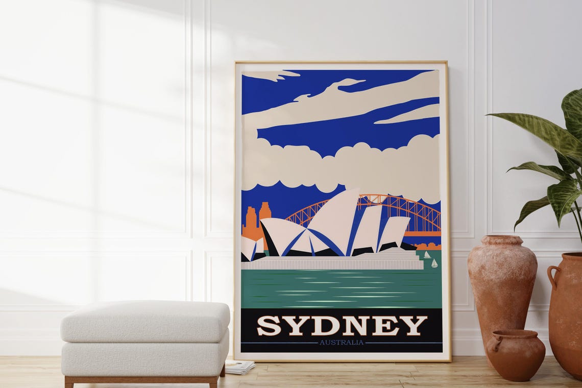 Sydney Australia Minimalist Travel Poster Opera House Harbour Bridge - Image 4