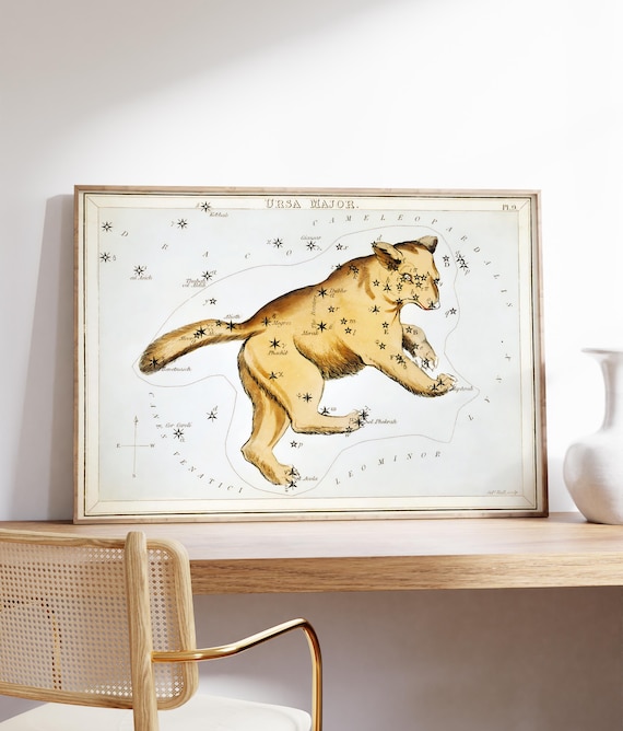 Ursa Major Constellation Bear Vintage Celestial Star Chart Wall Poster