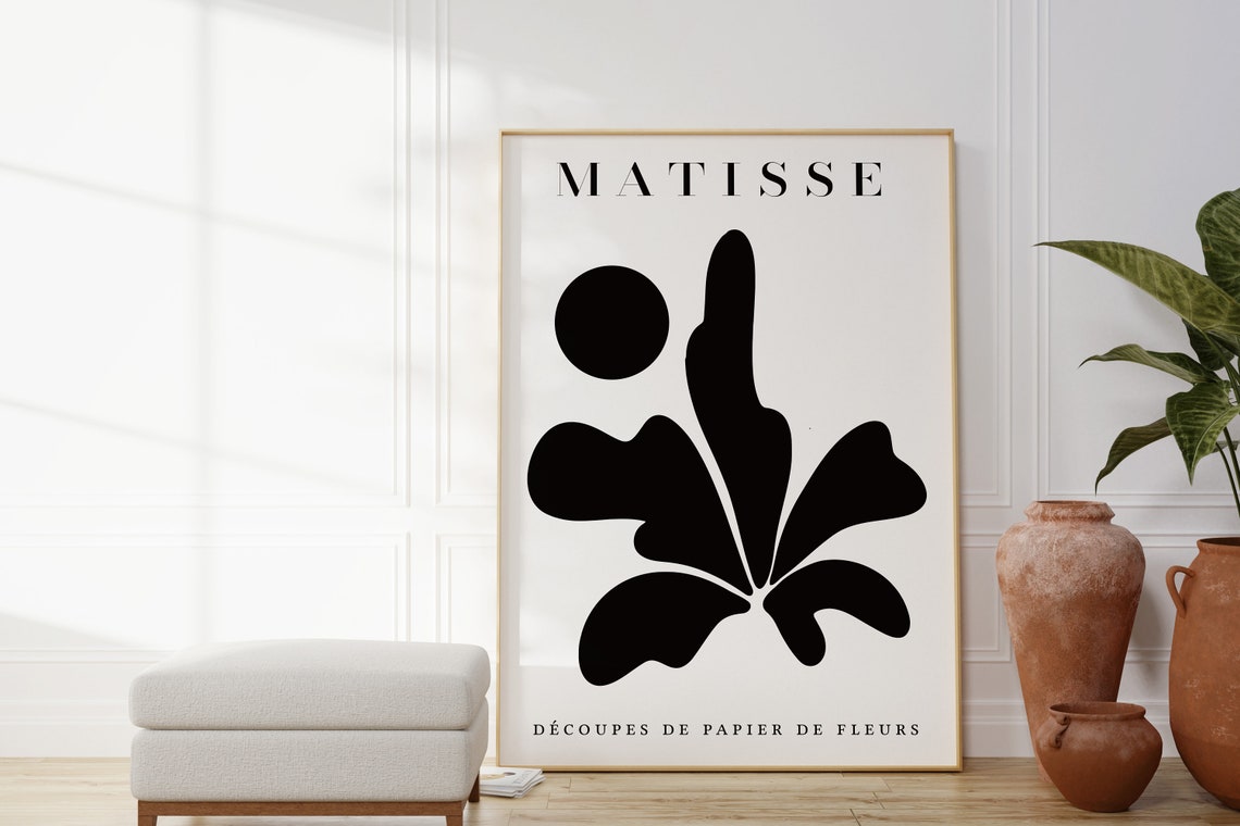 Matisse Black Paper Cut Flowers Minimalist Botanical Decoups Print - Image 3