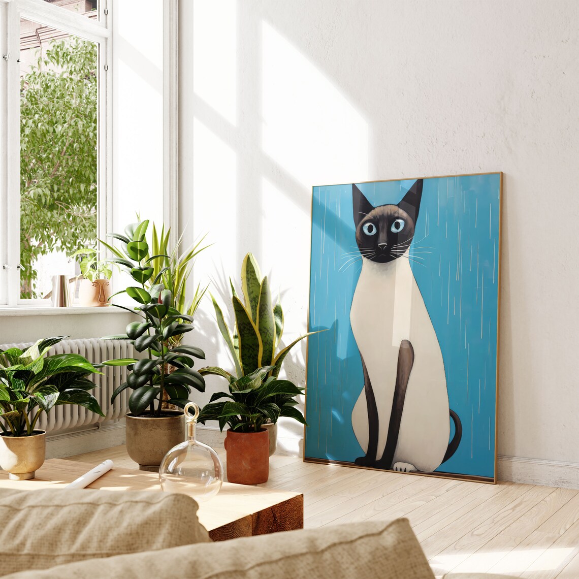 Siamese Cat Blue Portrait Painting Animal Lovers Wall Art Poster - Image 2