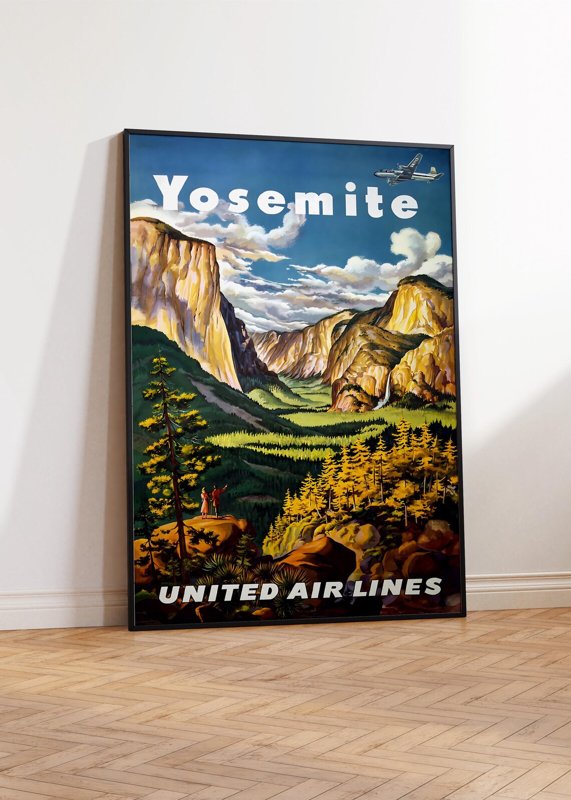 Yosemite Valley United Air Lines Vintage Travel Scenic Cliffs Print - Image 3