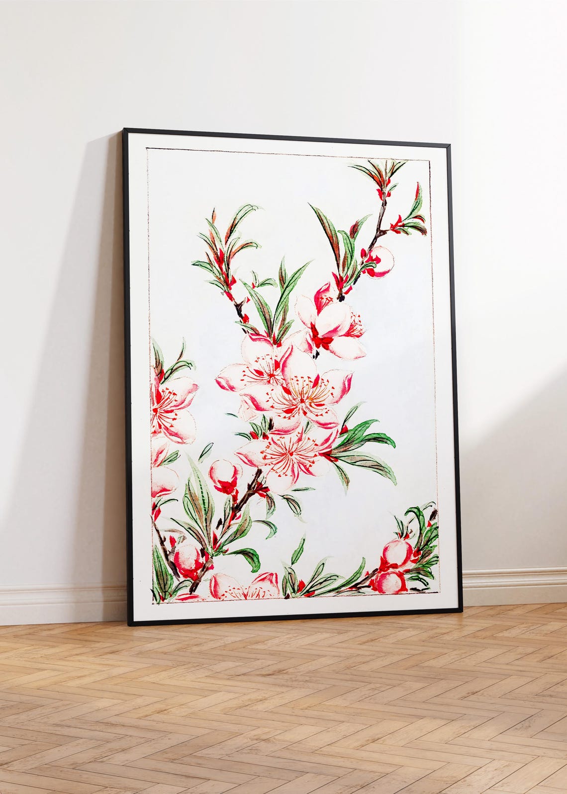 Peach Blossom Branches Spring Flowers Japanese Botanical Wall Art - Image 4