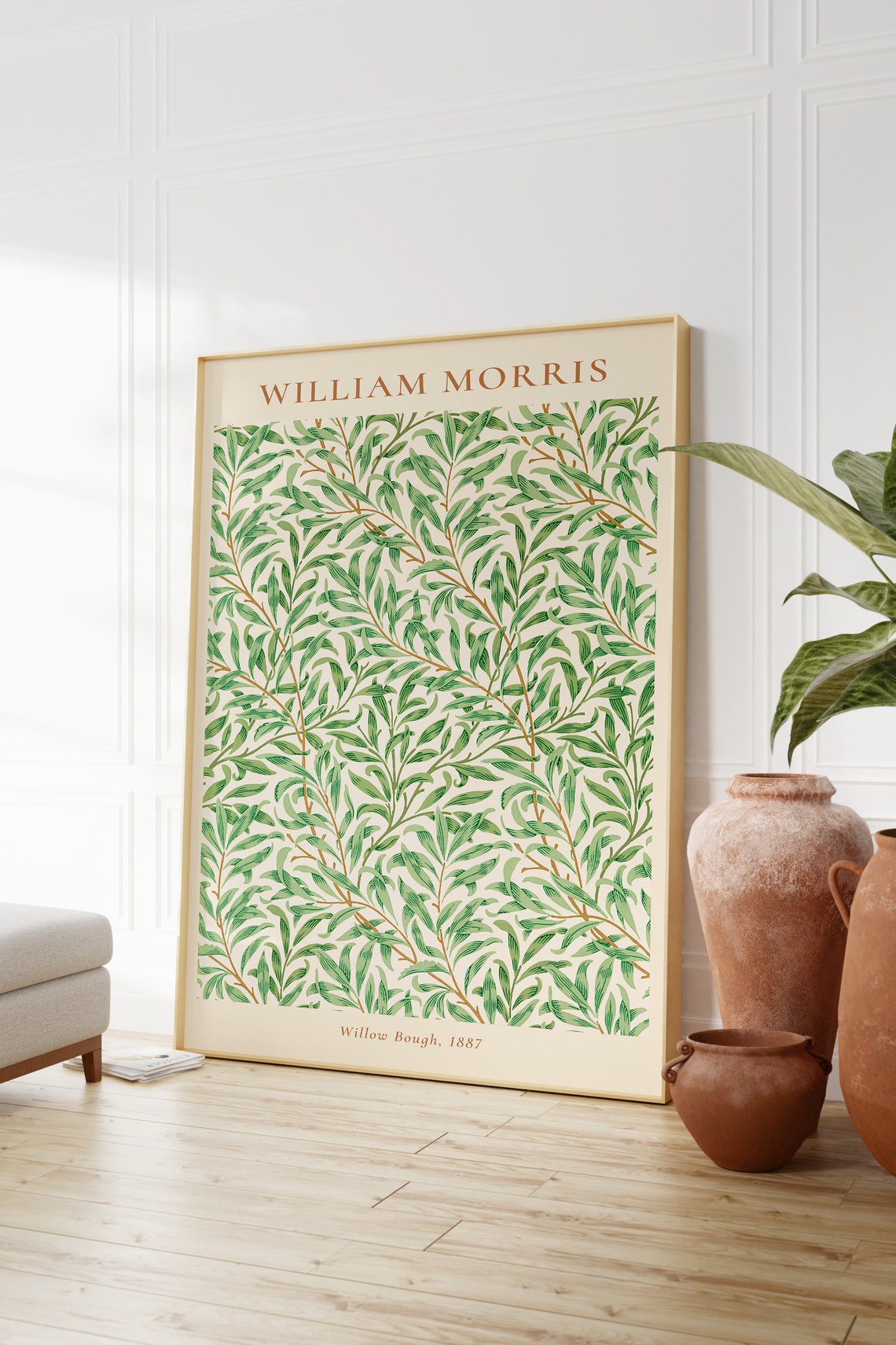 William Morris Willow Bough 1887 Green Willow Leaf Pattern Wall Art - Image 3