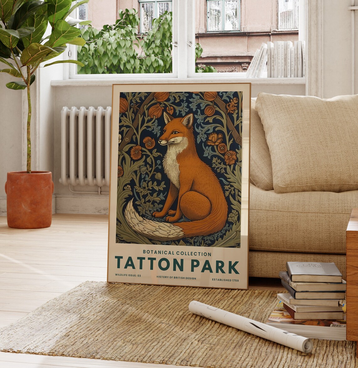 Tatton Park Botanical Collection Fox William Morris Style Nature Poster - Image 4