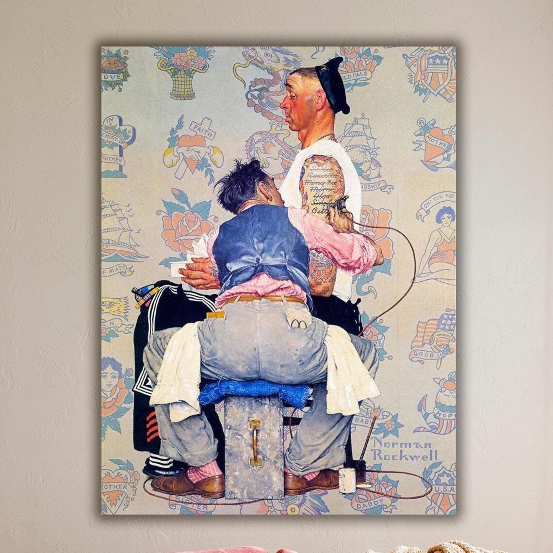 Norman Rockwell Tattoo Artist, Vintage Illustration