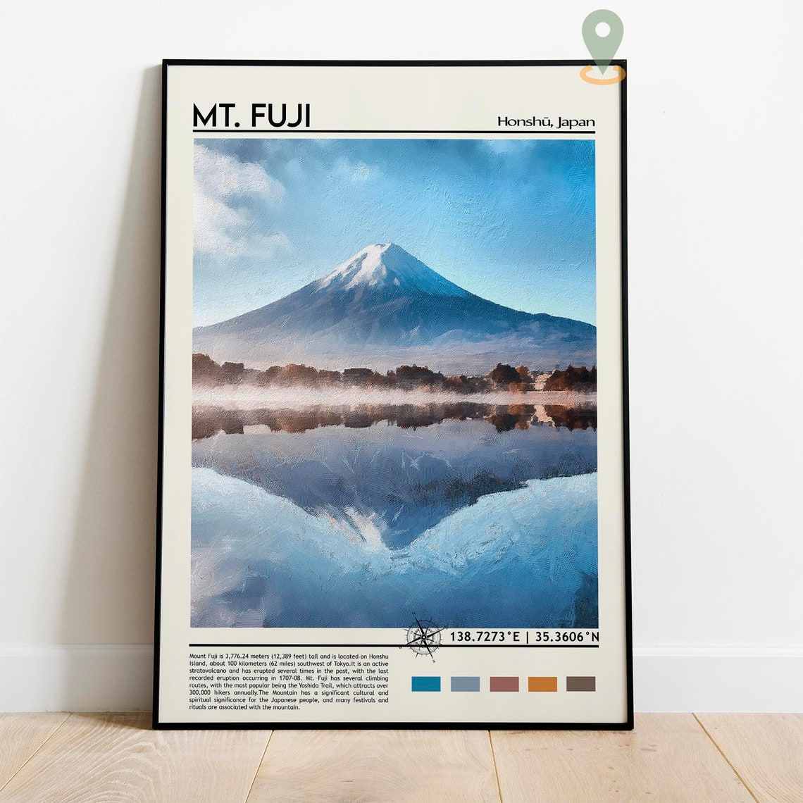 Mount Fuji Japan Snow Capped Peak Lake Reflection View Poster - Image 2