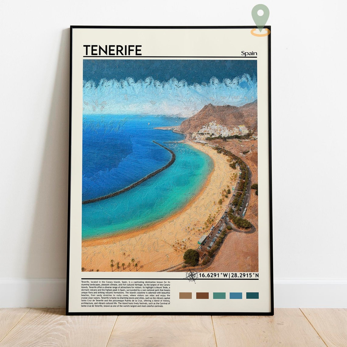 Tenerife Print Tenerife Poster Tenerife Wall Art Tenerife Travel Print Tenerife Art Print Tenerife Artwork Canary Island Print Spain - Image 2