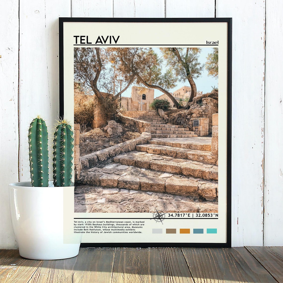 Tel Aviv Israel Old Jaffa Stone Steps Travel Poster Ancient Stairs - Image 3