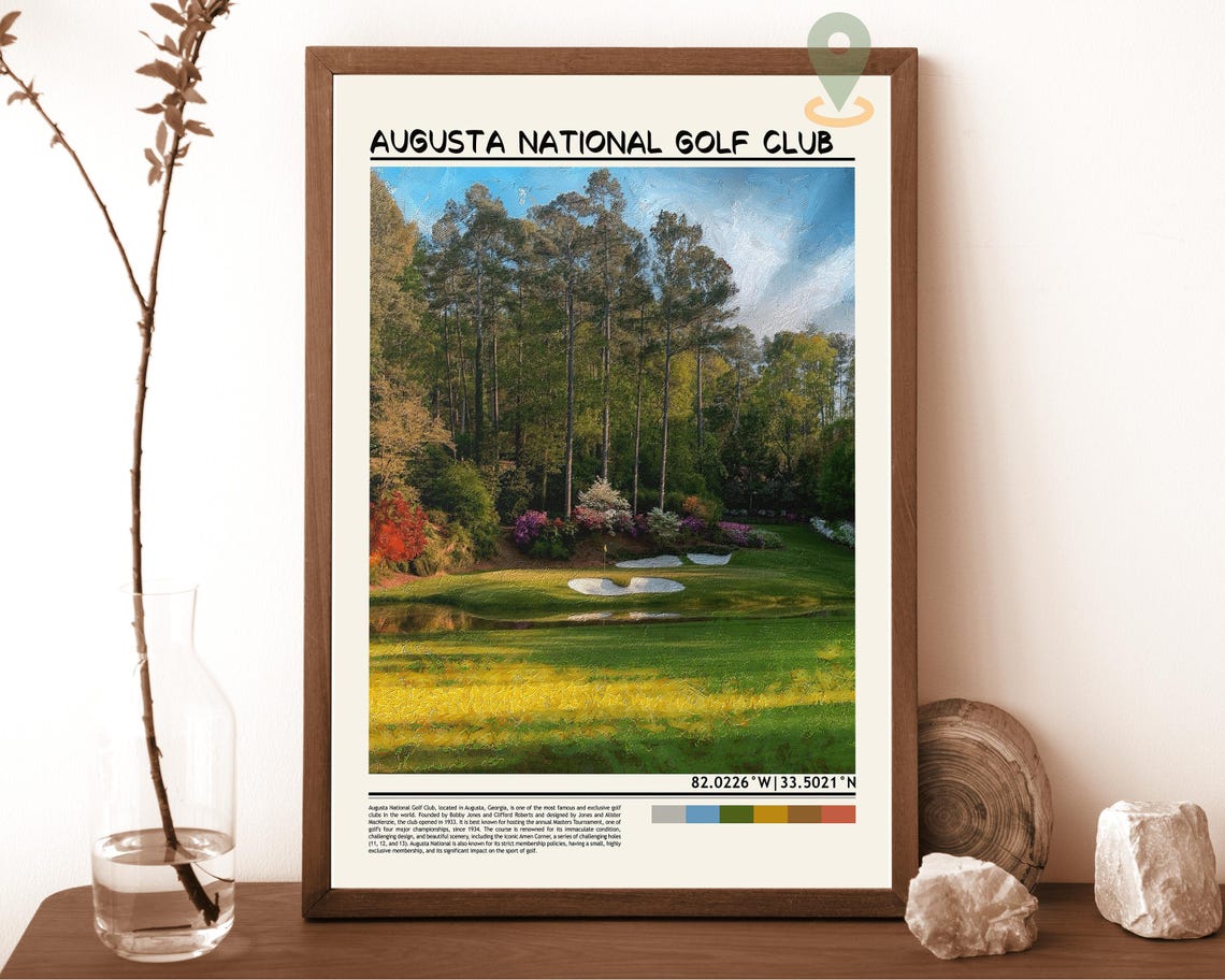Augusta National Golf Club Azalea Flower Golf Course Poster Art