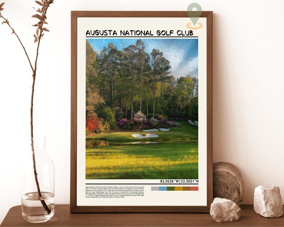 Augusta National Golf Club Azalea Flower Golf Course Poster Art