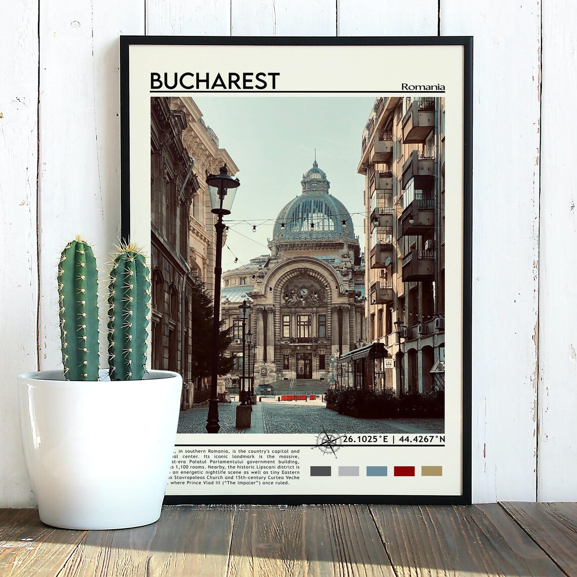 Historic Bucharest Romania Old Town Streetscape Travel Poster - Image 3