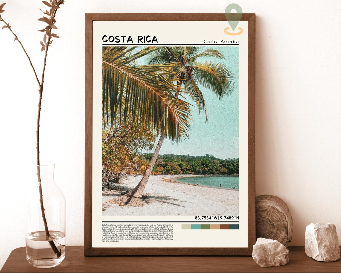 Costa Rica Tropical Beach Palm Tree Jungle Cove Photo Poster