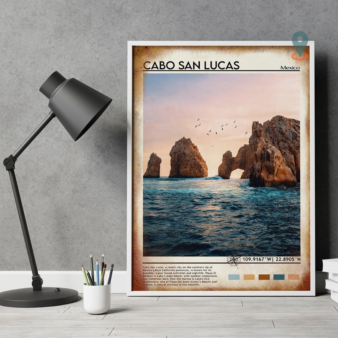 Cabo San Lucas Mexico El Arco Natural Arch Sunset Travel Poster - Image 2