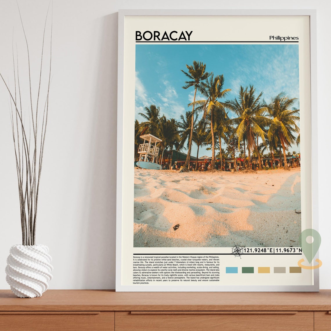 Boracay Philippines White Sand Beach Palms Photo Travel Poster - Image 3