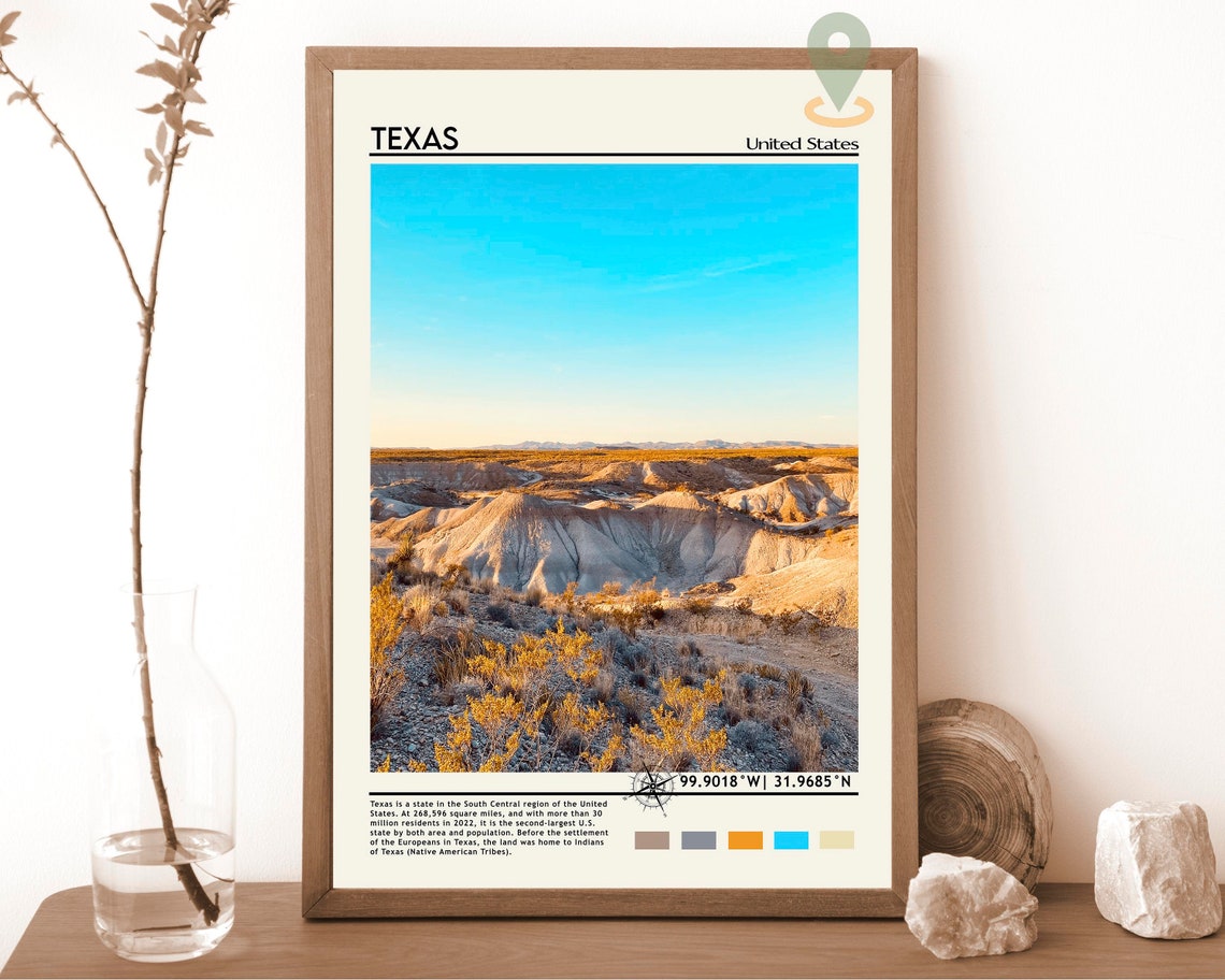 Texas USA Vast Desert Canyon Sunset Landscape Photo Art Poster