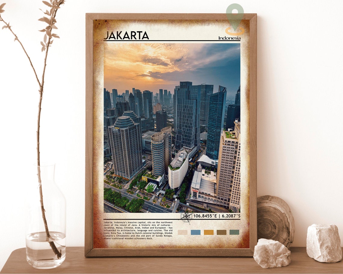 Jakarta Print Jakarta Art Jakarta Poster Jakarta Photo Jakarta Poster Print Jakarta Painting Indonesia Travel Poster Vintage Poster - Image 6