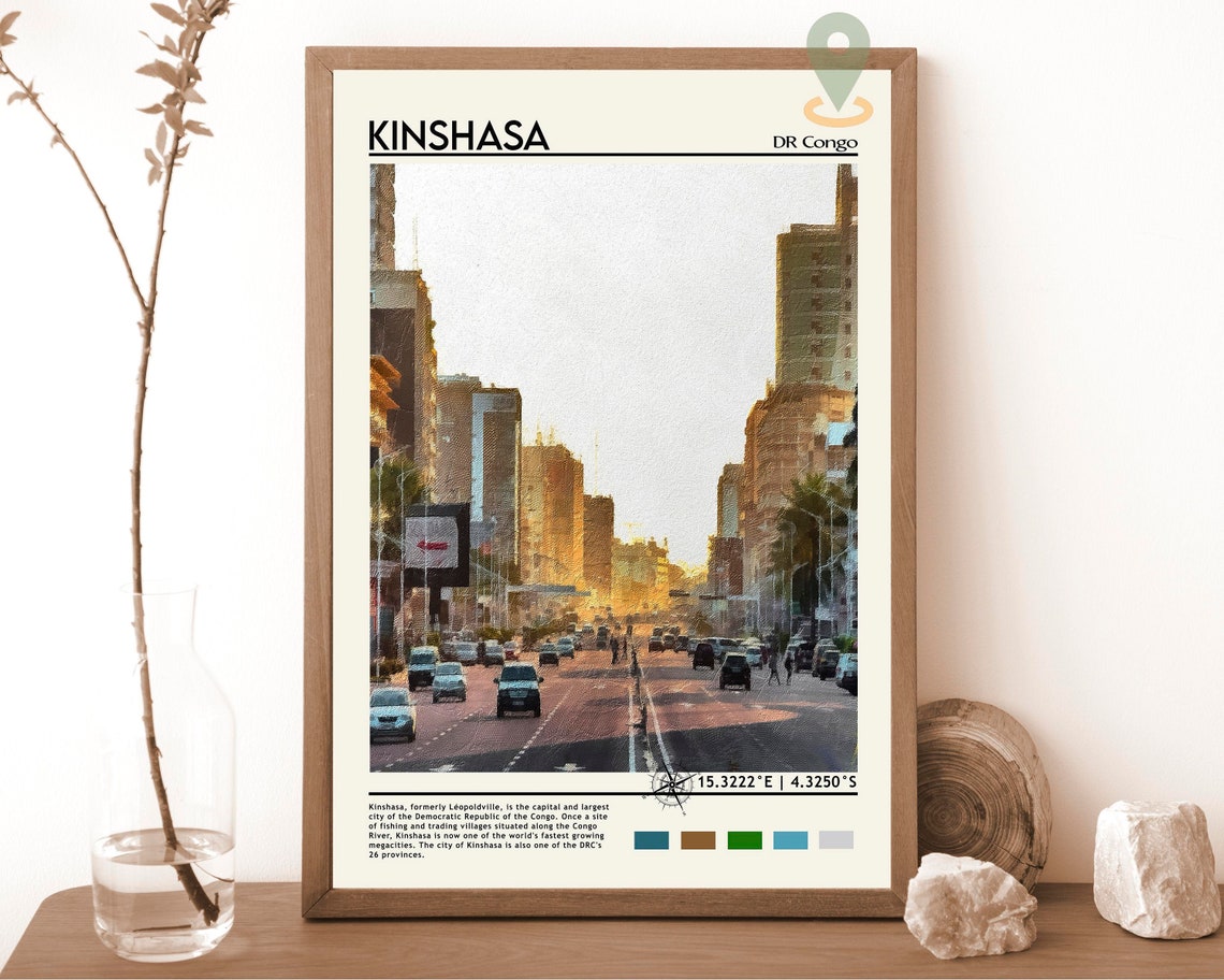 Kinshasa DR Congo City Avenue Golden Hour Street Scene Poster