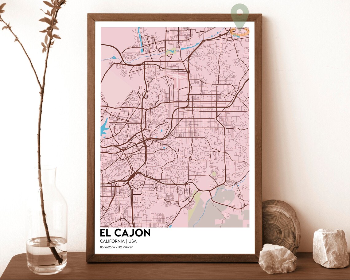 El Cajon California USA Emerald Forest Green City Street Map Poster - Image 4