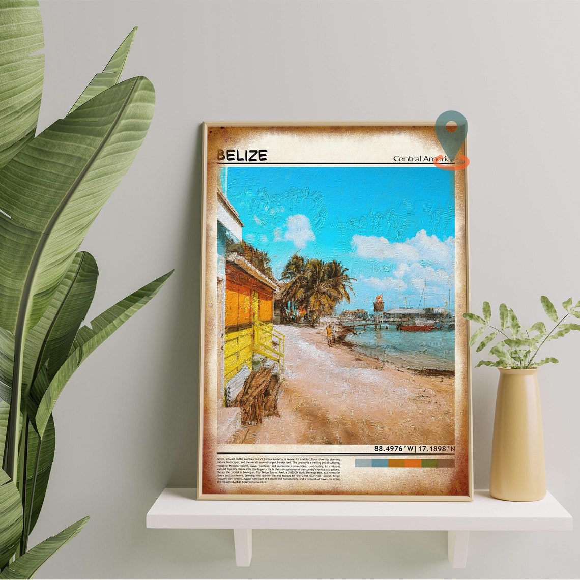 Belize Central America Tropical Beach Shack Palm Pier Photo Poster - Image 4