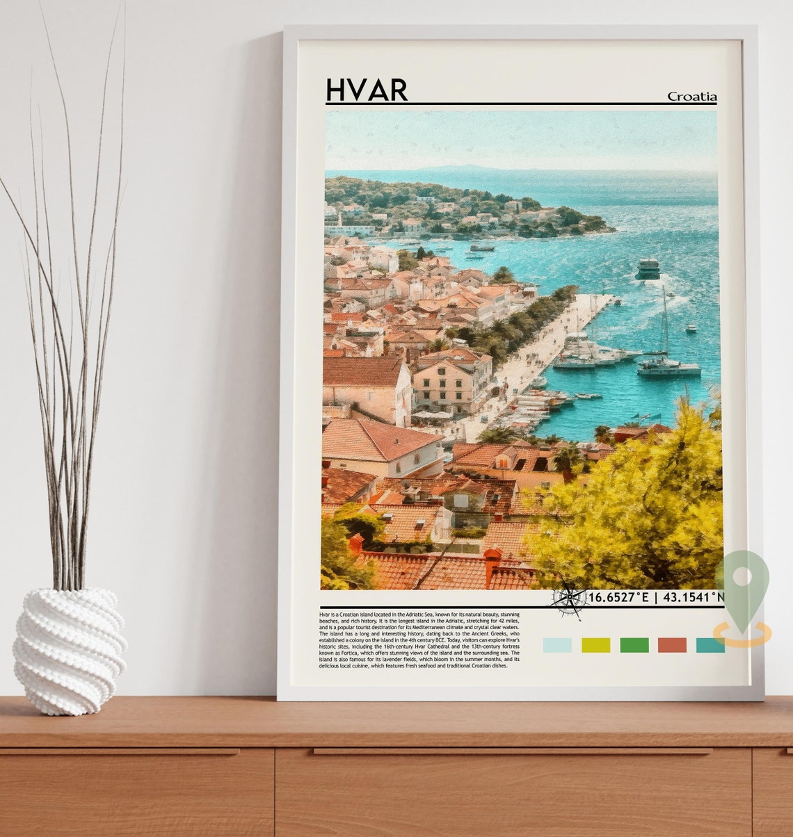 Hvar Croatia Island Harbor Minimalist Travel Wall Decor Poster - Image 3