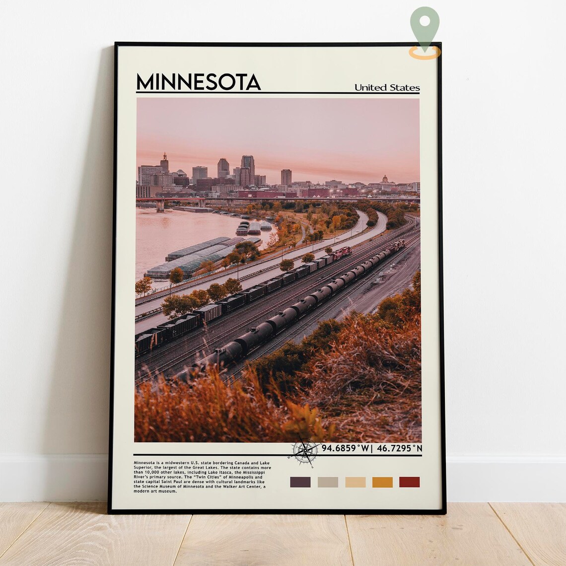 Minnesota United States City Skyline Sunset Photo Travel Poster - Image 5