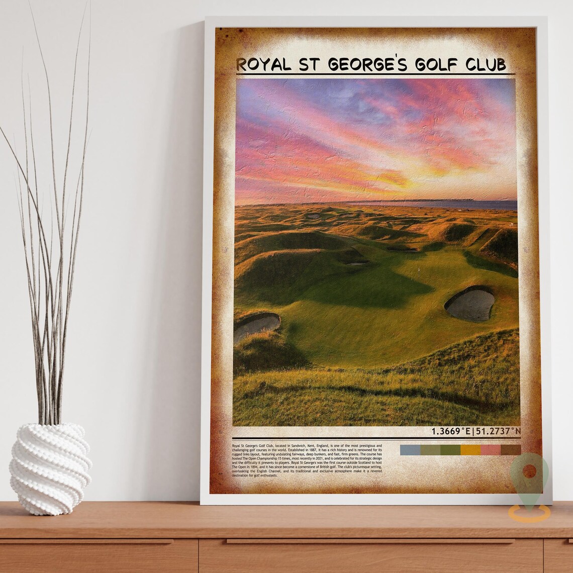 Royal St Georges Golf Club Sunset Links Open Championship Course Poster - Image 3