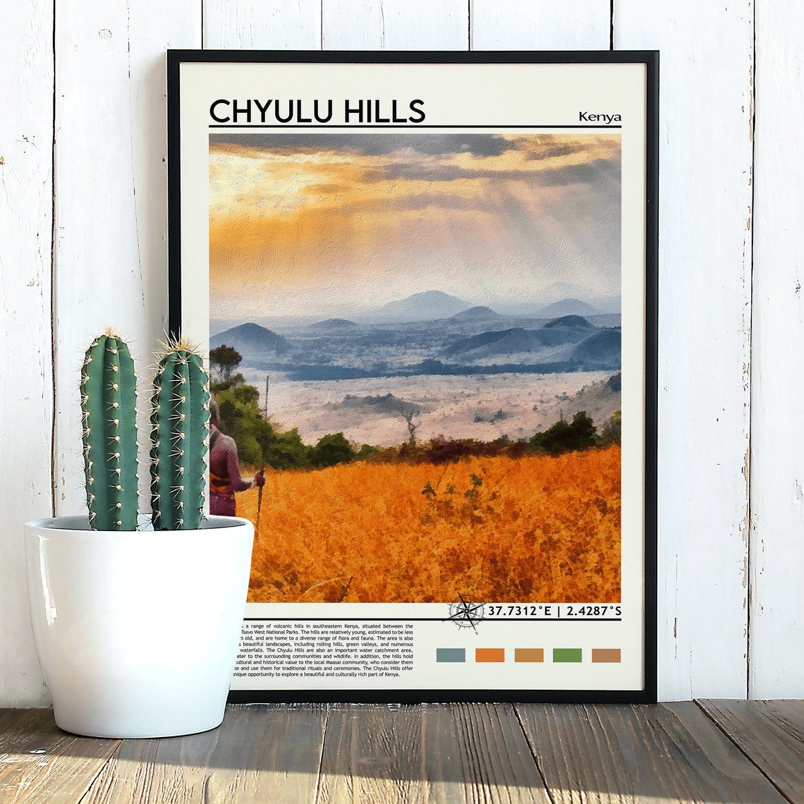 Chyulu Hills Kenya Savannah Sunset Safari Landscape Art Poster - Image 5