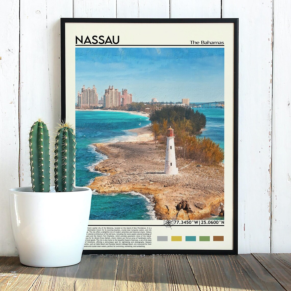 Nassau The Bahamas Lighthouse Tropical Beach Travel Photo Poster - Image 5