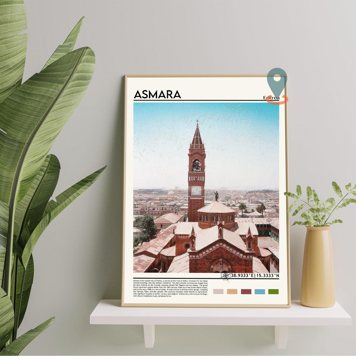 Asmara Eritrea Cathedral Bell Tower Historic City View Poster - Image 3