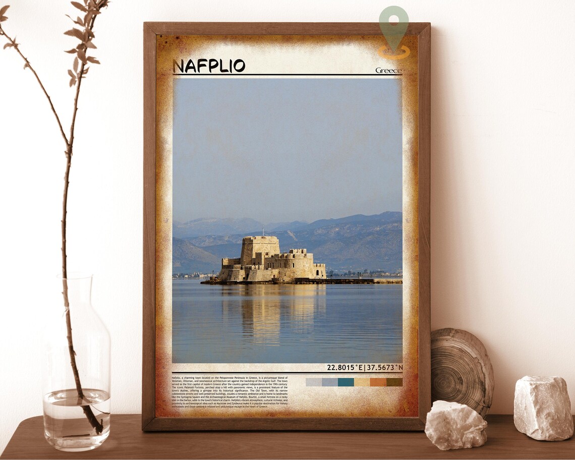 Nafplio Greece Sea Fortress Bourtzi Castle Harbor Photo Poster - Image 6