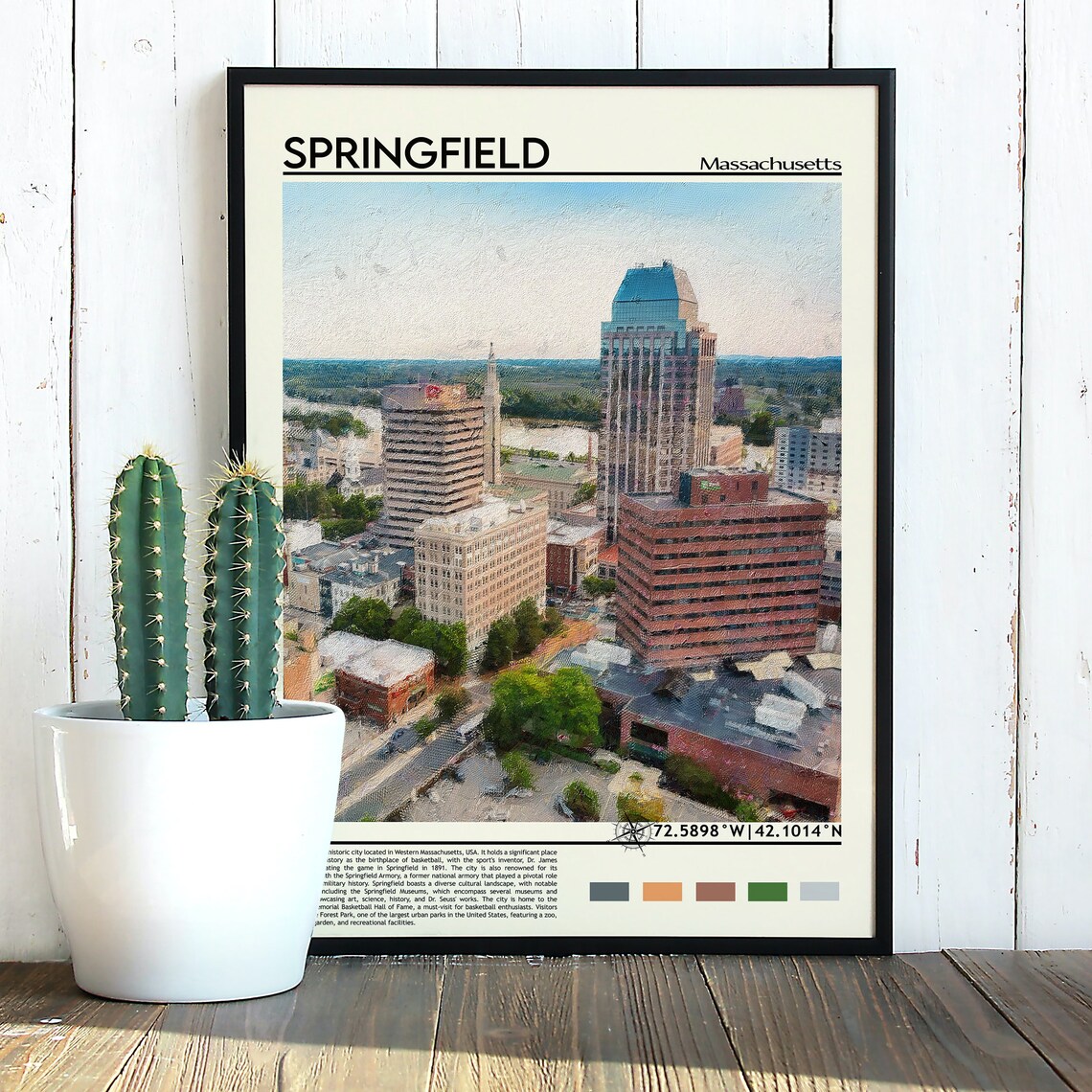 Springfield Massachusetts City Skyline Painting Travel Poster - Image 4