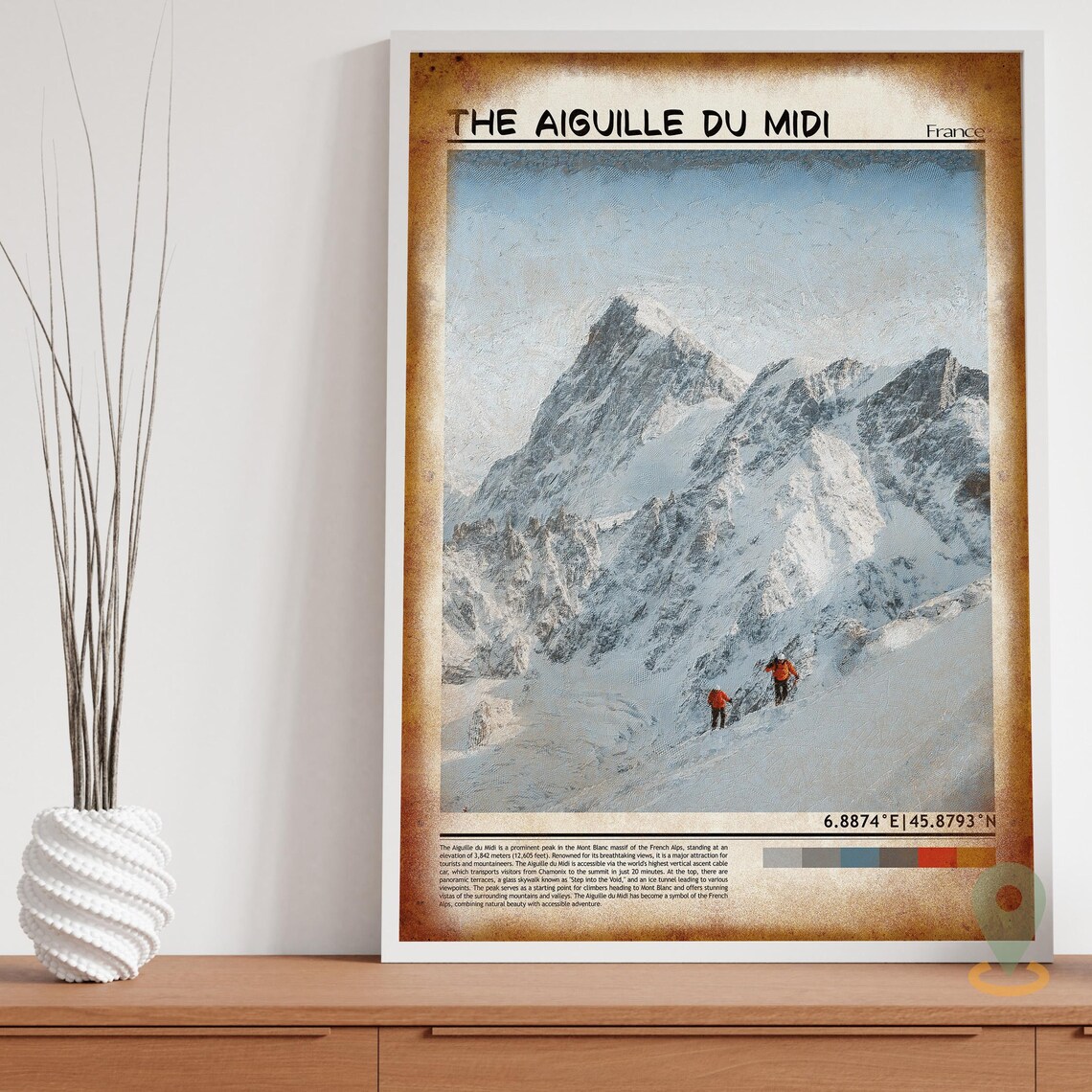Aiguille du Midi France Chamonix Mountaineers Snow Peaks Poster - Image 3