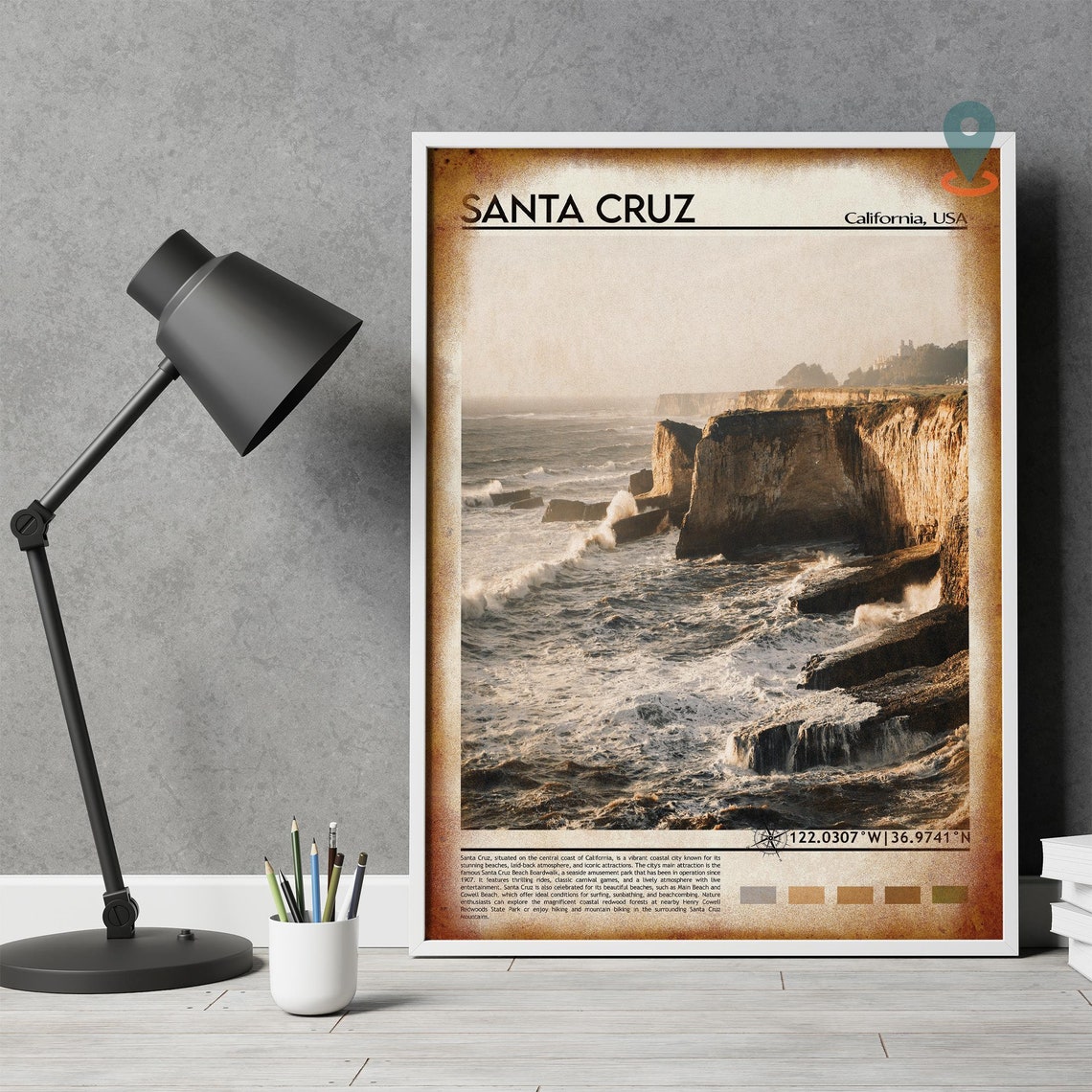 Santa Cruz Print Santa Cruz Poster Santa Cruz Wall Art Santa Cruz Travel Santa Cruz Art Print Santa Cruz Artwork Santa Cruz California - Image 4