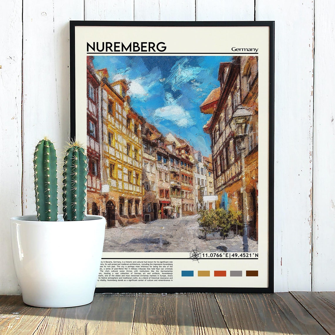 Nuremberg Germany Old Town Half Timbered Street Painting Poster - Image 3